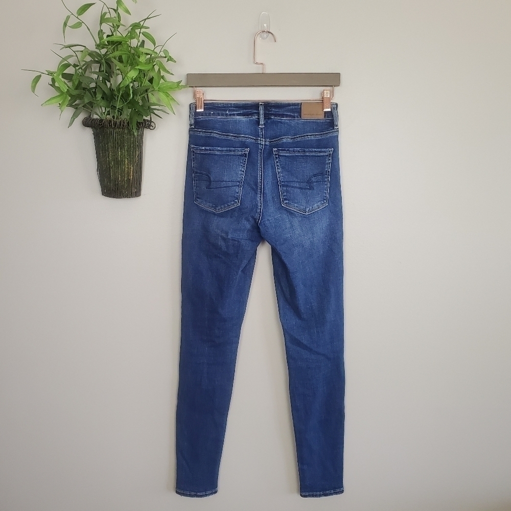 AE 2 American Eagle Skinny Jeans Super Hi Rise Jegging Ripped Distressed Stretch - Picture 10 of 12
